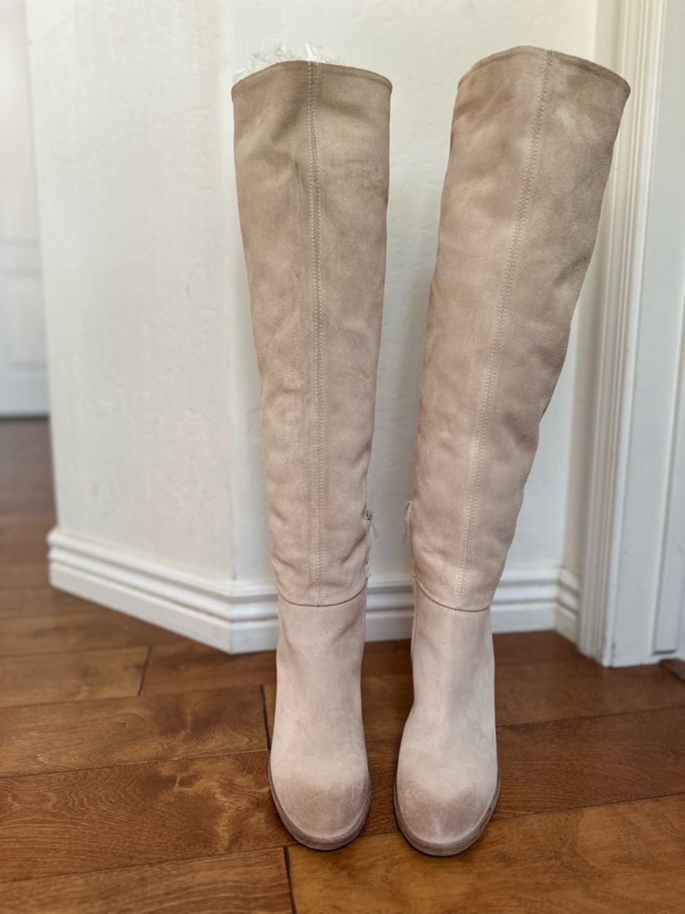 Free People Dakota Tall Suede Over-the-Knee Boots - Light Taupe - Picture 2 of 10